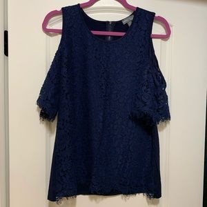 Lace, shoulder cut our blouse